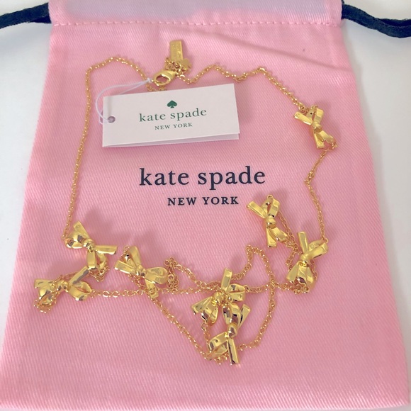 NWT Kate Spade Skinny Mini Bow Scatter Necklace - Picture 3 of 4
